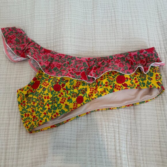 Roller Rabbit Size Extra Large Floral One Shoulder Ruffle Bikini Top - Picture 5 of 7